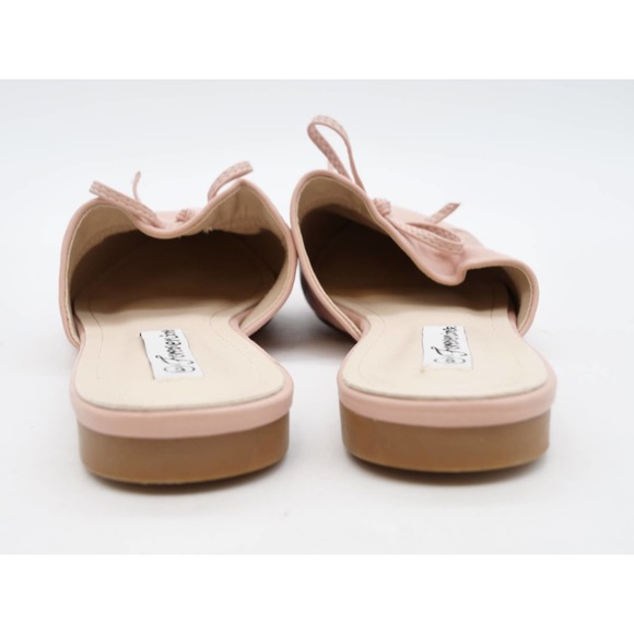 Forever Link Mules Womens 6 Beige Faux Leather Pointed Toe Slip On Flat Heel Bow - Picture 8 of 9